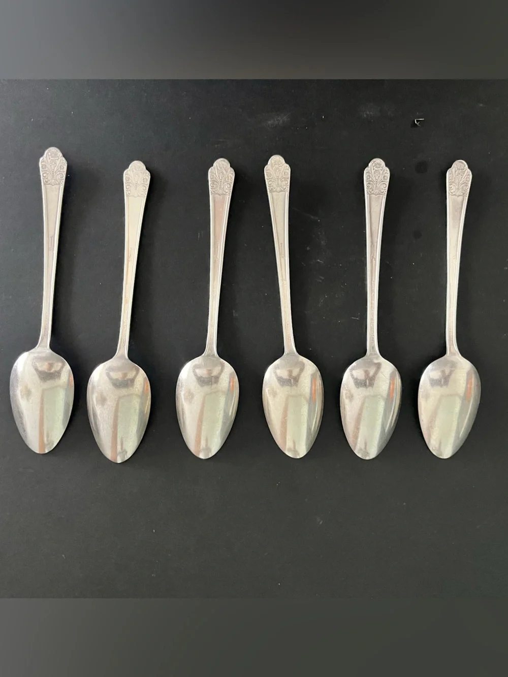 Stainless Steel Floral Handle Teaspoons - Set of 6 - Silver